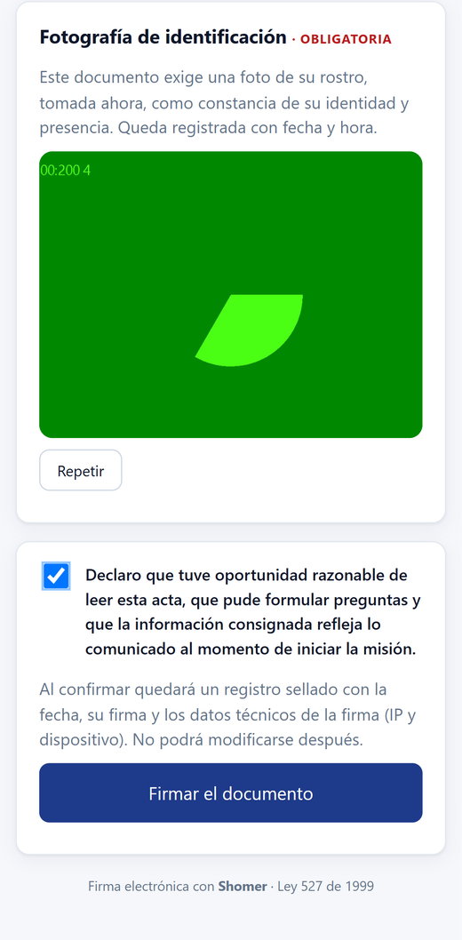 Fotografía de identificación y aceptación